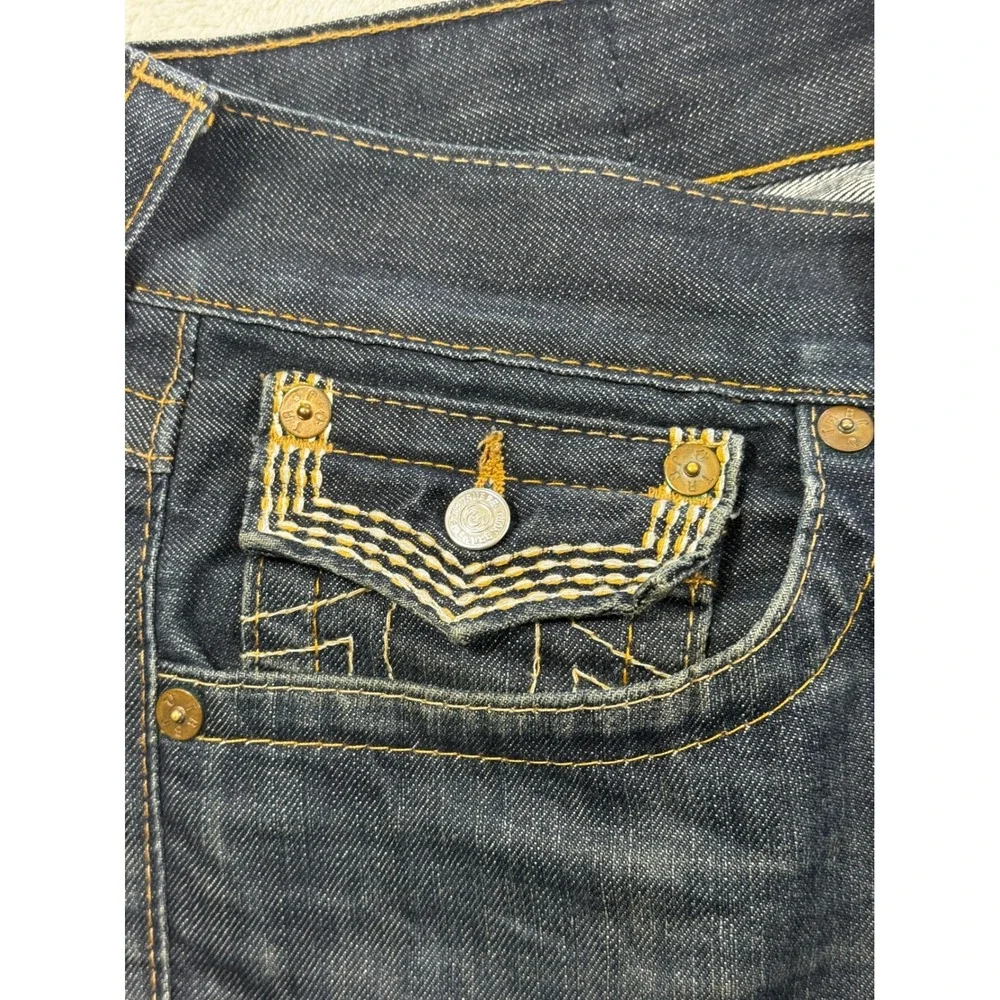 True Religion Mens Skinny Flap Pocket Dark Wash Blue  Jeans 34 Meas: 37x34.5